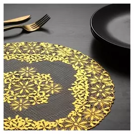 Набор салфеток ажурных доляна «Подсолнухи», 30×30 см, 4 шт, пвх, цвет золото