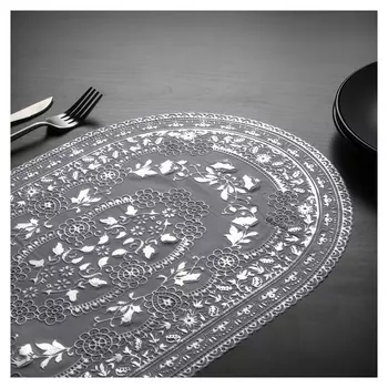 Набор салфеток ажурных доляна «Розы», 46×30 см, 4 шт, пвх, цвет серебро