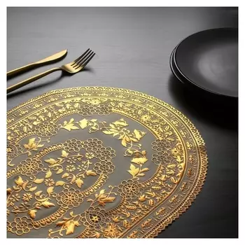 Набор салфеток ажурных доляна «Веер», 46×30 см, 4 шт, пвх, цвет золото