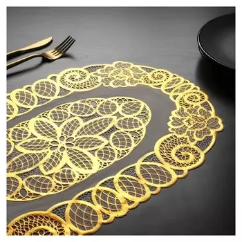 Набор салфеток ажурных доляна «Восток», 46×30 см, 4 шт, пвх, цвет золото