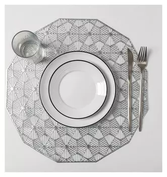 Набор салфеток кухонных доляна «Гипноз», 4 шт, D=38 см, цвет серебро