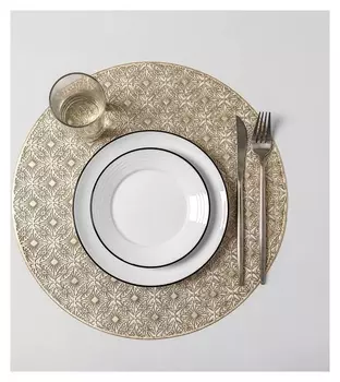 Набор салфеток кухонных доляна «Волшебство», 4 шт, D=38 см, цвет золото