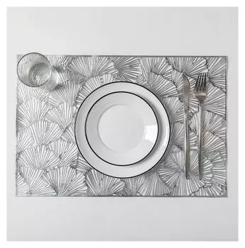 Набор салфеток кухонных «Веер», 4 шт, 30×45 см, цвет серебро