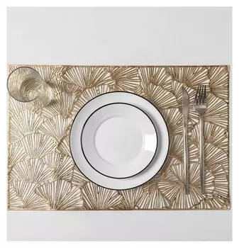 Набор салфеток кухонных «Веер», 4 шт, 30×45 см, цвет золото