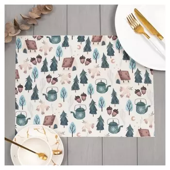 Набор салфеток на стол "Домики", пвх, 40*29 см, 2 шт