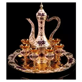 Набор сервировочный «Перламутр восток», 8 предметов: поднос круглый, кувшин, рюмка 6 шт