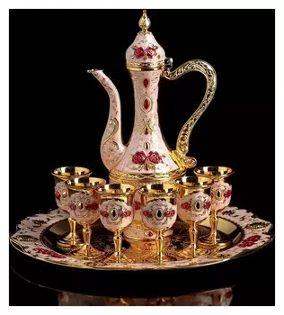 Набор сервировочный «Розы на белом», 8 шт: поднос, кувшин 0,25 л, рюмка 20 мл (6 шт)