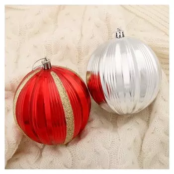 Набор шаров пластик D-10 см, 2 шт "Марсельеза" красный и серебро