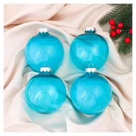 Набор шаров пластик D-10 см, 4 шт "Фелиция" изумрудный