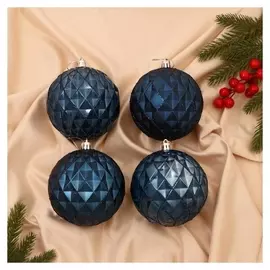 Набор шаров пластик D-10 см, 4 шт "Грейна" синий