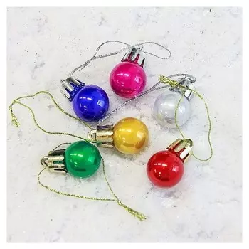 Набор шаров пластик D-1,7 см, 24 шт "Глянец"