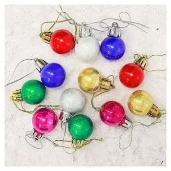 Набор шаров пластик D-2,5 см, 12 шт "Глянец"