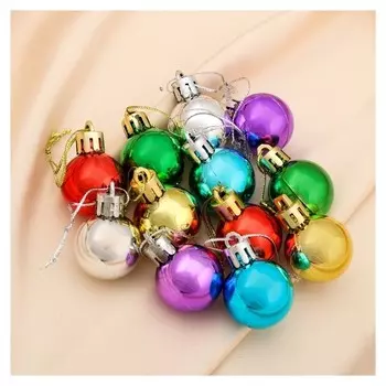 Набор шаров пластик D-3 см, 12 шт "Глянец" радужный