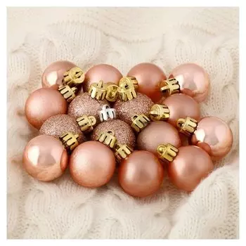 Набор шаров пластик D-3 см, 16 шт "Перламутр" розовый