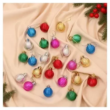 Набор шаров пластик D-3 см, 24 шт "Мелодия зимы волны"