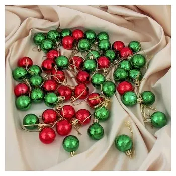 Набор шаров пластик D-3 см, 56 шт "Треугольник" красный и зелёный