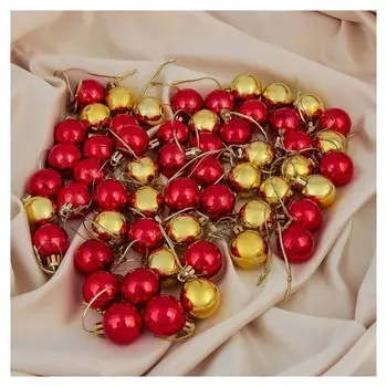 Набор шаров пластик D-3 см, 56 шт "Треугольник" золото и красный