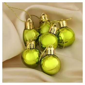 Набор шаров пластик D-3 см, 6 шт "Глянец" зелёный