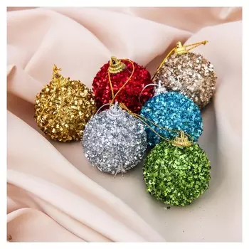 Набор шаров пластик D-4,5 см, 6 шт "Блёстки"