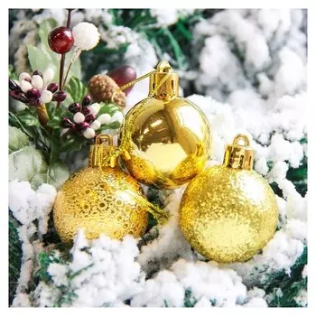 Набор шаров пластик D-4 см, 12 шт "Анданте" золото