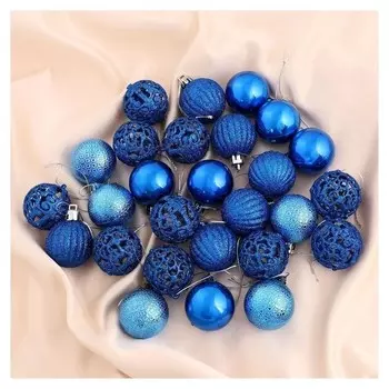 Набор шаров пластик D-4 см, 35 шт "Феерия" синий