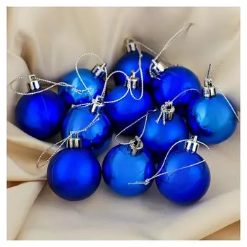 Набор шаров пластик D-4 см, 36 шт "Однотонный" синий