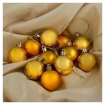 Набор шаров пластик D-4 см, 36 шт " однотонный" золото