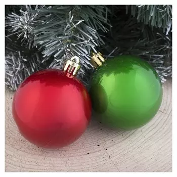 Набор шаров пластик D-5,5 см, 16 шт "Глянец" красный и зелёный