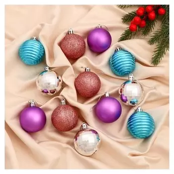 Набор шаров пластик D-5 см, 12 шт "Диско полосы"