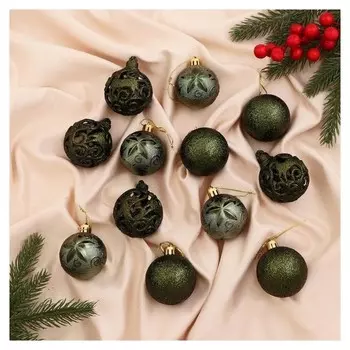 Набор шаров пластик D- 5 см, 12 шт "Торжество" зелёный