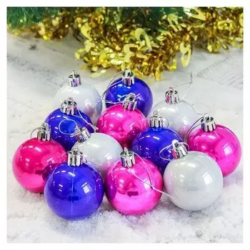 Набор шаров пластик D-5 см, 12 шт "Жемчужный глянец"