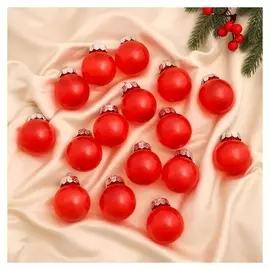Набор шаров пластик D-5 см, 16 шт "Фелиция" красный