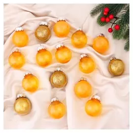 Набор шаров пластик D-5 см, 16 шт "Фелиция" золотисто-жёлтый