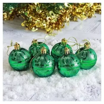 Набор шаров пластик D-5 см, 6 шт "Флёр" зелёный