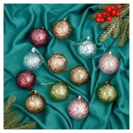 Набор шаров пластик D-6 см, 12 шт "Дженна прозрачный"