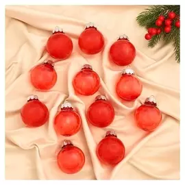 Набор шаров пластик D-6 см, 12 шт "Фелиция" красный