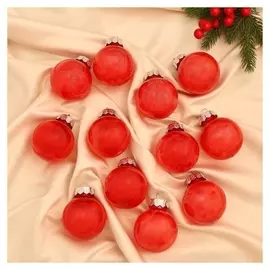 Набор шаров пластик D-6 см, 12 шт "Фелиция" красный