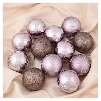 Набор шаров пластик D-6 см, 12 шт "Глория"