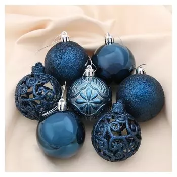 Набор шаров пластик D-6 см, 12 шт "Сильва" синий