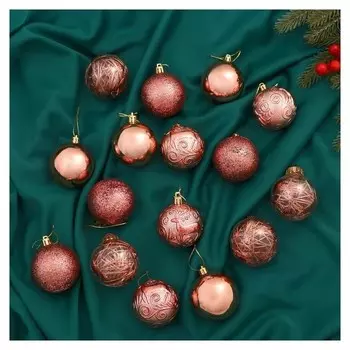 Набор шаров пластик D-6 см, 16 шт "Фестиваль узоры"