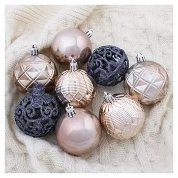 Набор шаров пластик D-6 см, 16 шт "Винтажный узор"