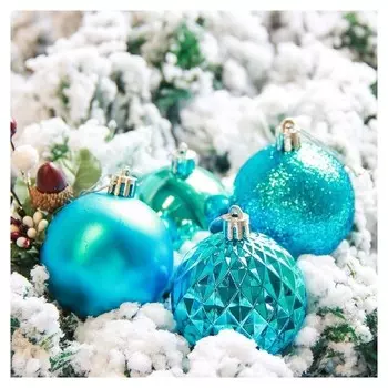 Набор шаров пластик D-6 см, 21 шт "Нобиле" голубой