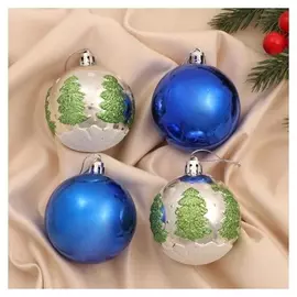 Набор шаров пластик D-6 см, 4 шт "Дорофея ёлочки"