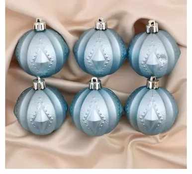 Набор шаров пластик d-6 см, 6 шт Каприччио голубой