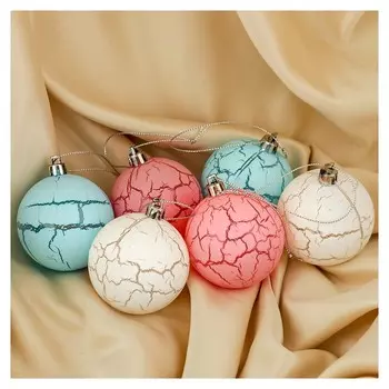 Набор шаров пластик D-6 см, 6 шт "Кракле"