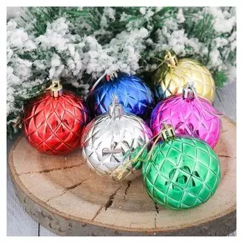 Набор шаров пластик D-6 см, 6 шт "Прокси сеточка"