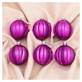 Набор шаров пластик D-6 см, 6 шт "Ксавье" сиреневый