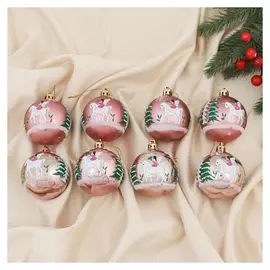 Набор шаров пластик D-6 см, 8 шт "Друг единорог" розовый