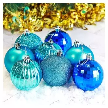 Набор шаров пластик D-6 см, 8 шт "" голубой