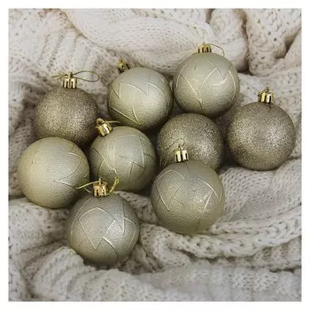 Набор шаров пластик D-6 см, 9 шт " сечение"